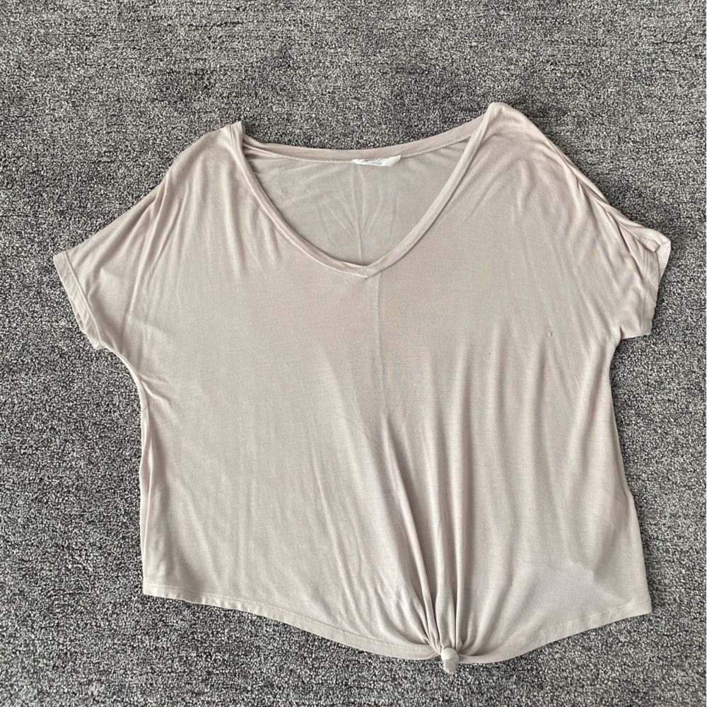 Beige crop top with front tie